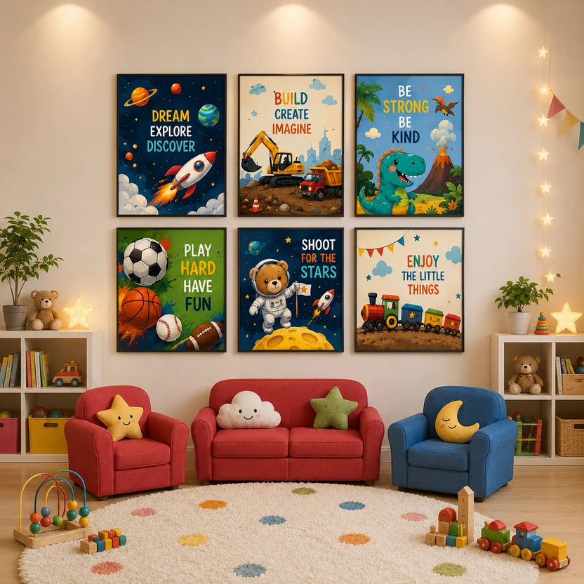 Kids Room Wall Art Set of 6