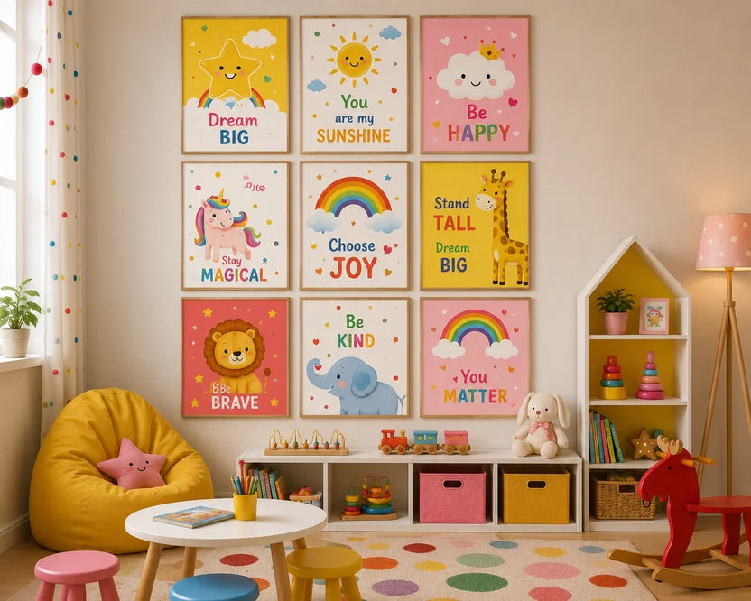 Kids Nursery Wall Art Set of 9 – Kids Room Decor