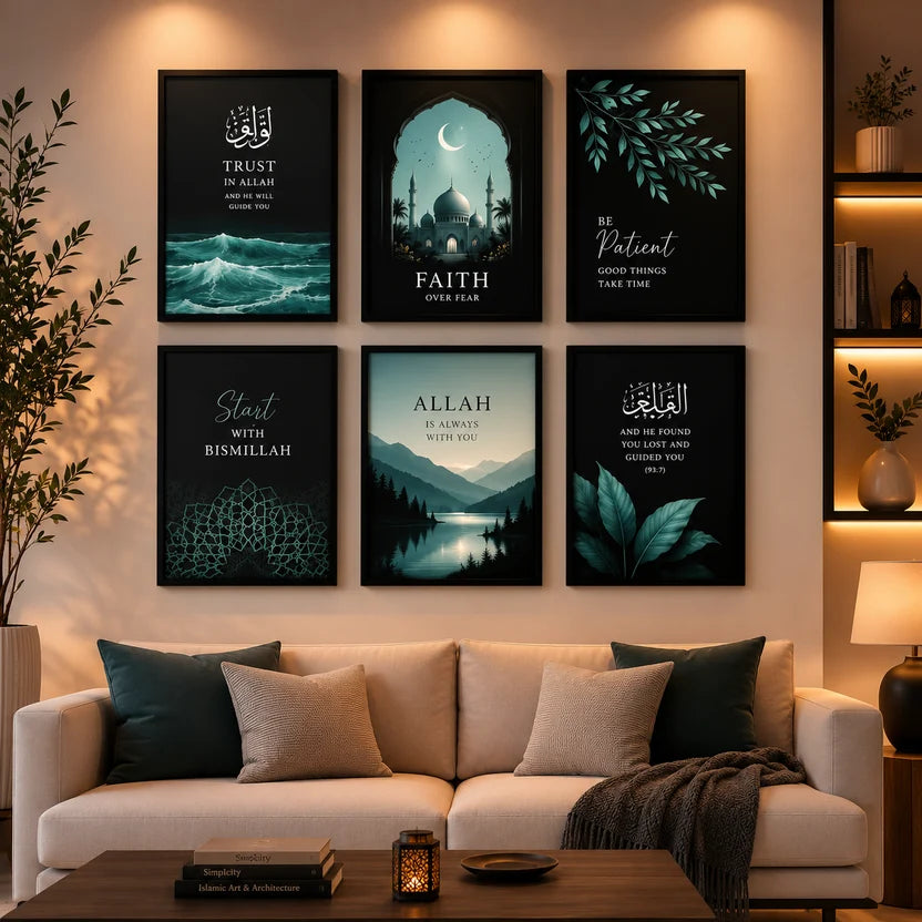 Islamic Wall Art Set of 6 – Muslim Home Decor