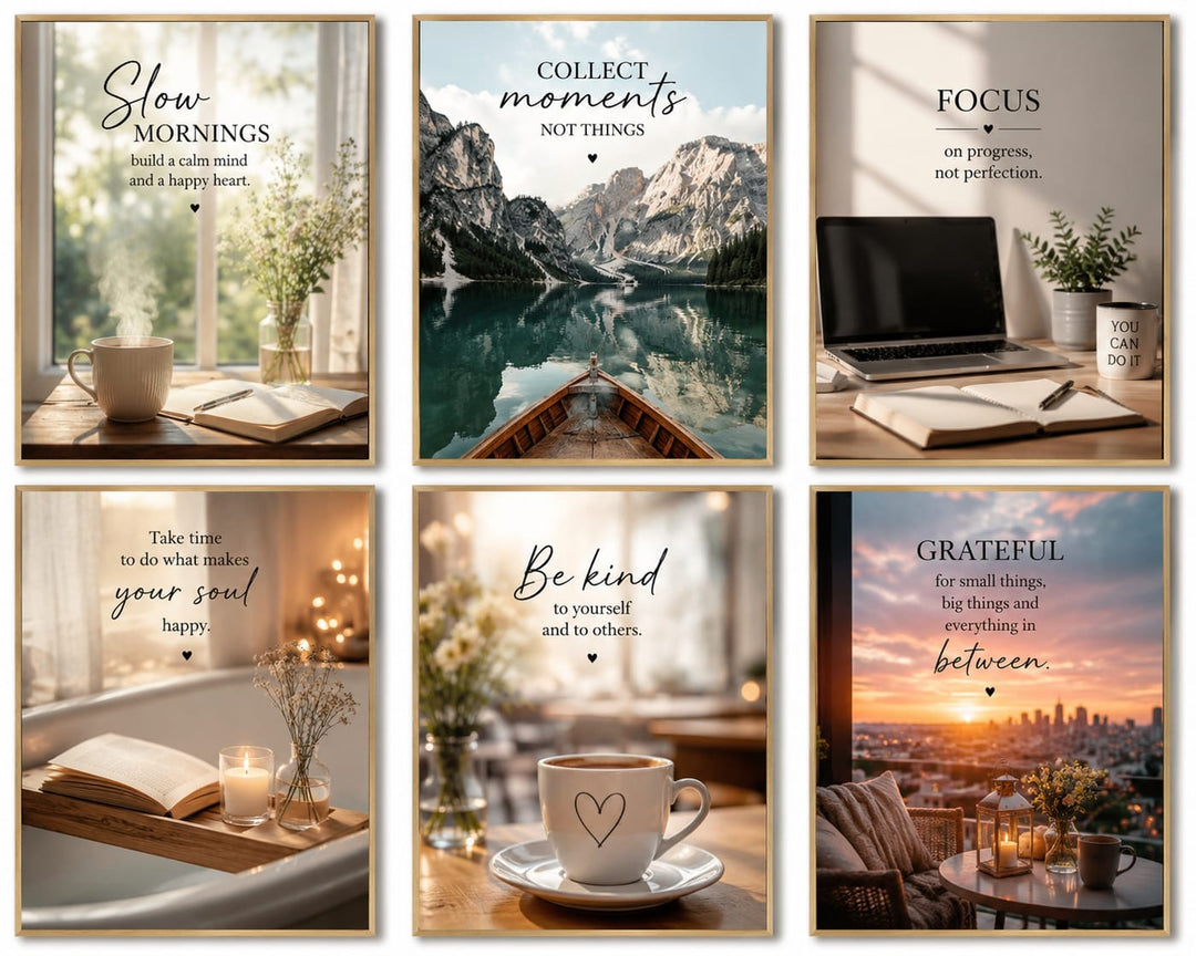 Aesthetic Wall Art Set of 6 – Neutral Home Decor