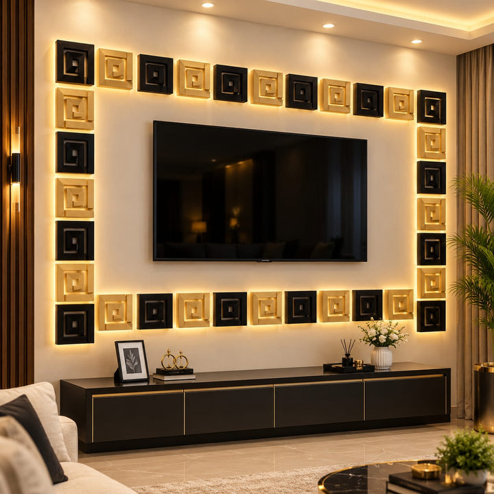 Premium Acrylic Wall Frame Decor Set of 12 – 3D Mirror Wall Stickers