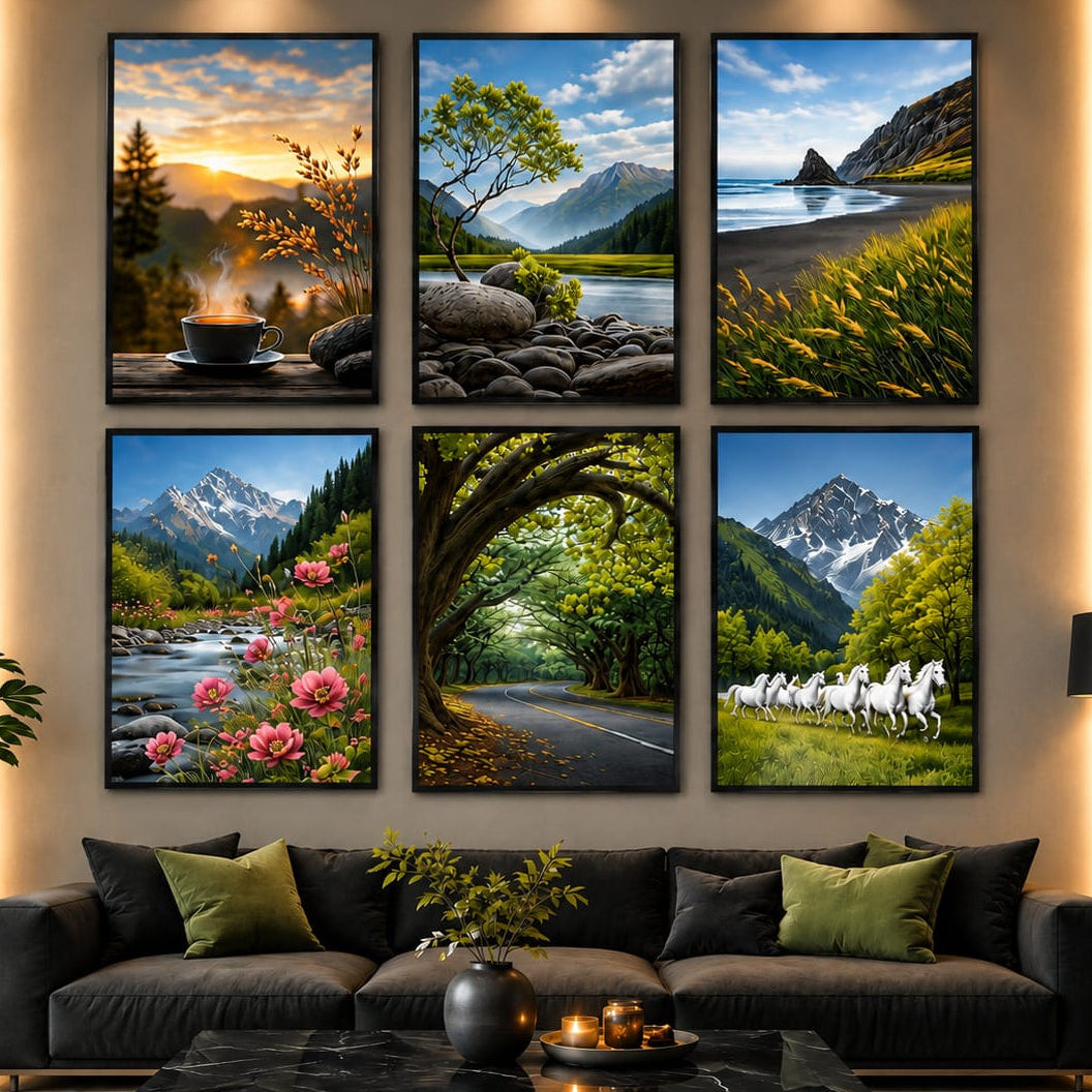 Set of 6 Nature Landscape Wall Art Prints