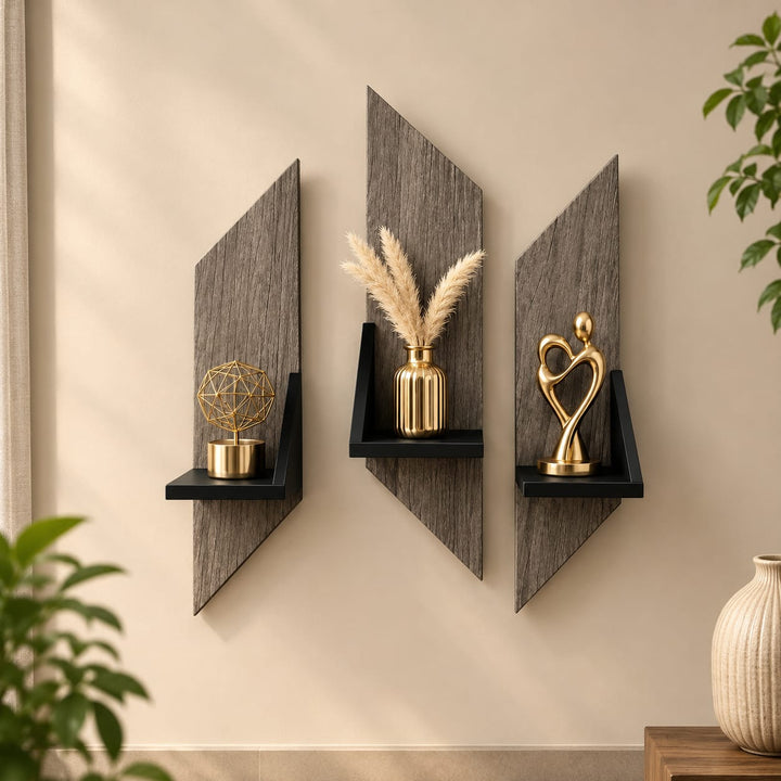 Modern Decorative Wall Mounted Shelves Set Of 3