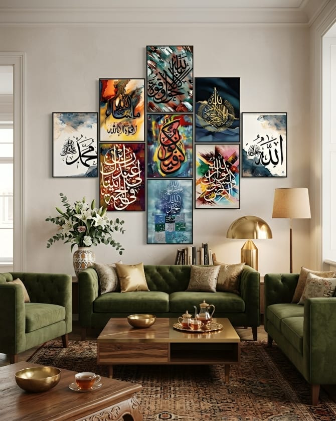 Set of 9 Islamic Frame Photo Tile Wall